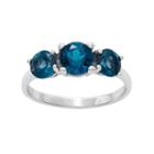 Sterling Silver London Blue Topaz 3-stone Ring, Women's, Size: 8