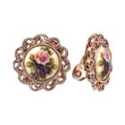 1928 Flower Clip-on Stud Earrings, Women's, Multicolor