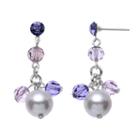 Crystal Avenue Silver-plated Crystal And Simulated Pearl Drop Earrings - Made With Swarovski Crystals, Women's, Purple