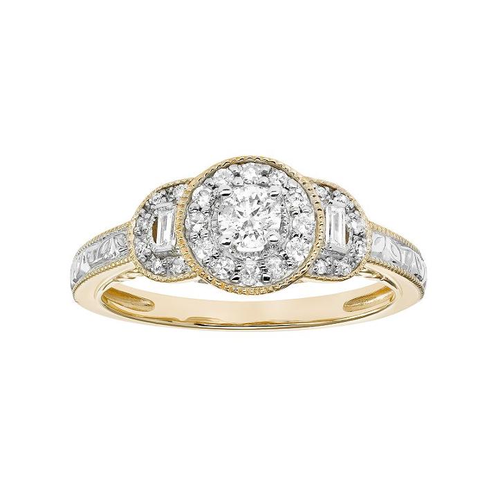 Simply Vera Vera Wang 14k Gold 3/8 Carat T.w. Certified Diamond Engagement Ring, Women's, Size: 5, White