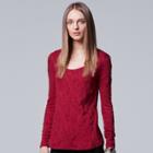 Women's Simply Vera Vera Wang Textured Scoopneck Tee, Size: Large, Dark Red