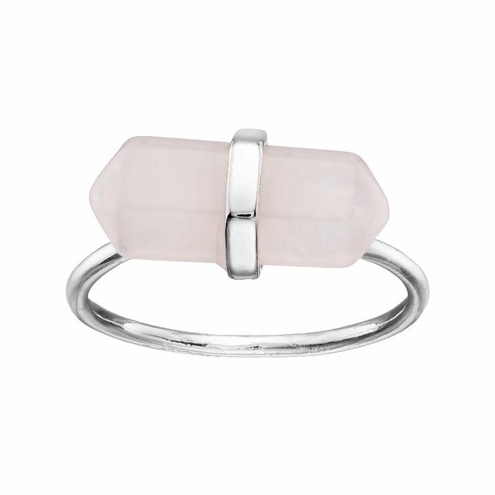 Healing Stone Silver Plated Rose Quartz Crystal Ring, Women's, Size: 9, Pink