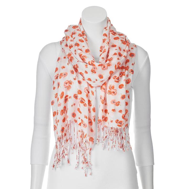 Keds Woven Fringed Oblong Scarf, Women's, Red