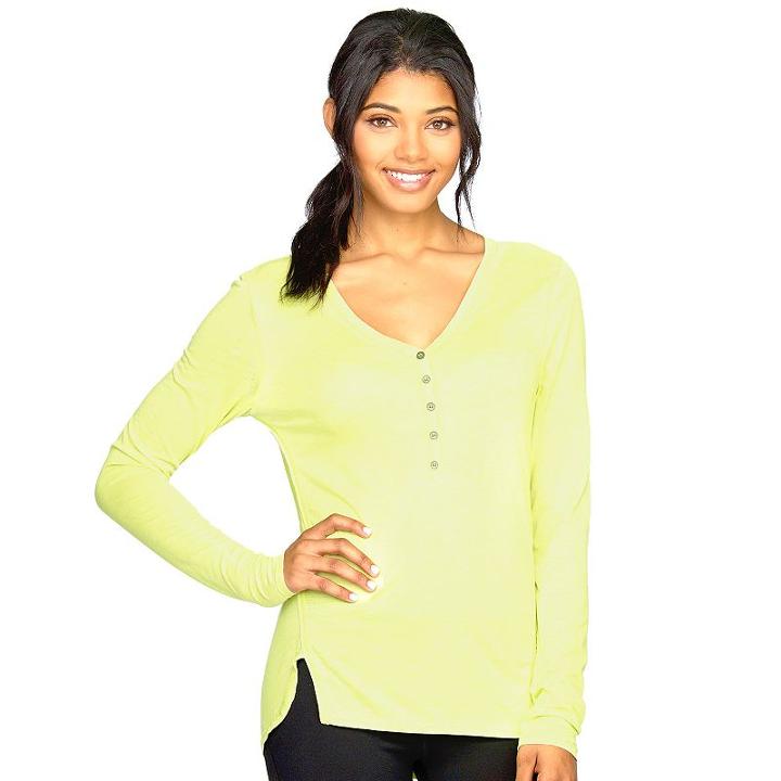 Women's Colosseum Bella Glade Henley Yoga Top, Size: Medium, Med Green