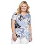 Plus Size Croft & Barrow&reg; Shark-bite Jacquard Tee, Women's, Size: 3xl, Blue (navy)