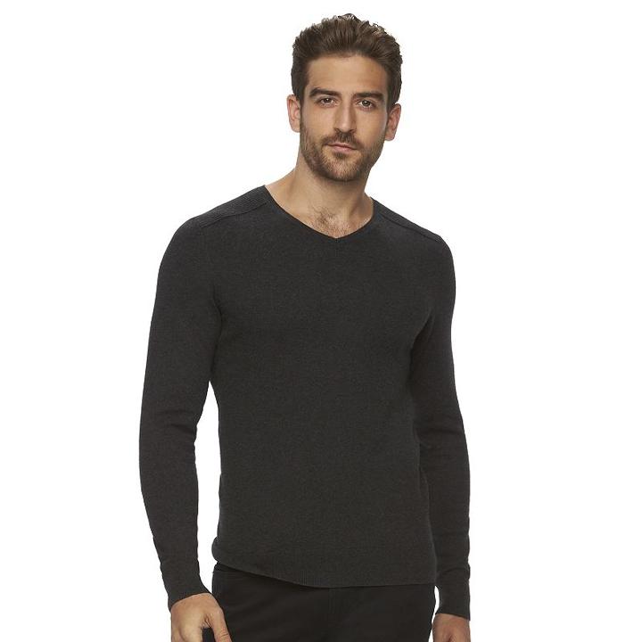Big & Tall Marc Anthony Slim-fit Solid Cashmere-blend V-neck Sweater, Men's, Size: Xl Tall, Dark Grey