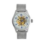 Peugeot Men's Mechanical Stainless Steel Automatic Skeleton Watch - 1050s, Grey