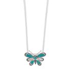 Le Vieux Simulated Turquoise, Mother-of-pearl & Marcasite Butterfly Pendant, Women's, Size: 17, Blue