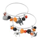 Black Cat, Spider & Witch Charm Beaded Bangle Bracelet Set, Women's, Multicolor