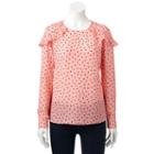 Women's Elle&trade; Raglan Flounce Top, Size: Xl, Med Pink