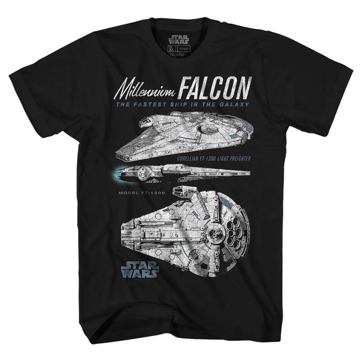Boys 8-20 Han Solo Millennium Falcon Tee, Size: Medium, Black