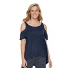 Women's Sonoma Goods For Life&trade; Ribbed Cold-shoulder Tee, Size: Xl, Blue (navy)