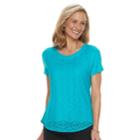 Women's Croft & Barrow&reg; Lace-front Tee, Size: Xl, Med Blue