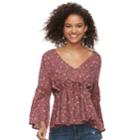 Juniors' American Rag Lace-up Floral Top, Teens, Size: Xs, Drk Purple