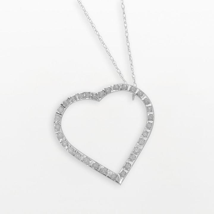 Diamond Fascination 14k White Gold Classic Heart Pendant, Women's, Size: 18, Yellow