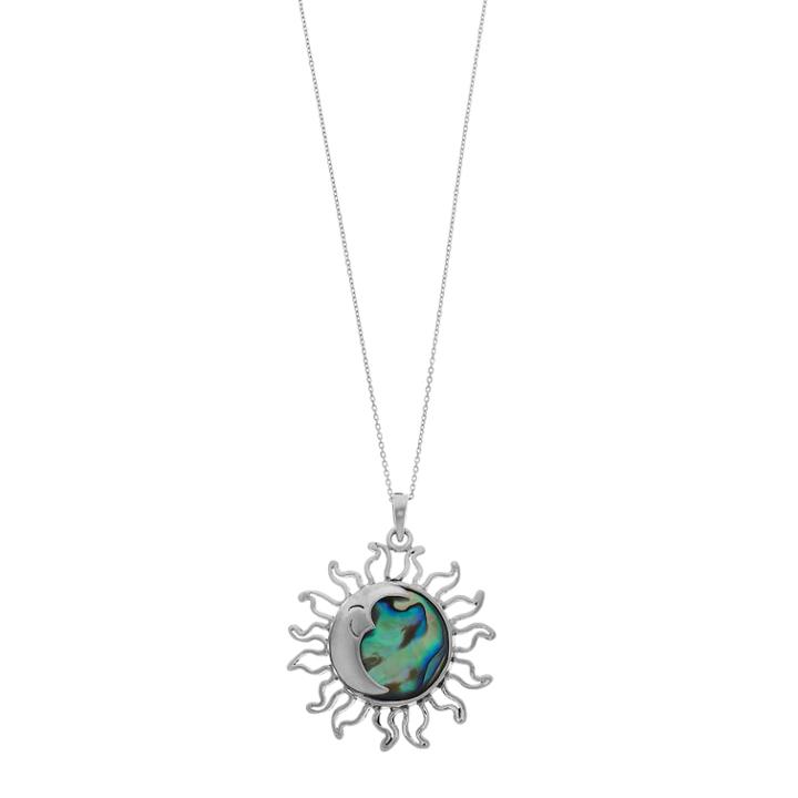 Sterling Silver Abalone Sun & Moon Pendant Necklace, Women's, Multicolor