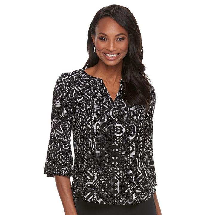 Women's Dana Buchman Bell Sleeve Crepe Top, Size: Xl, Silver