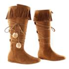 Adult Fringe Costume Boots, Size: 9, Brown