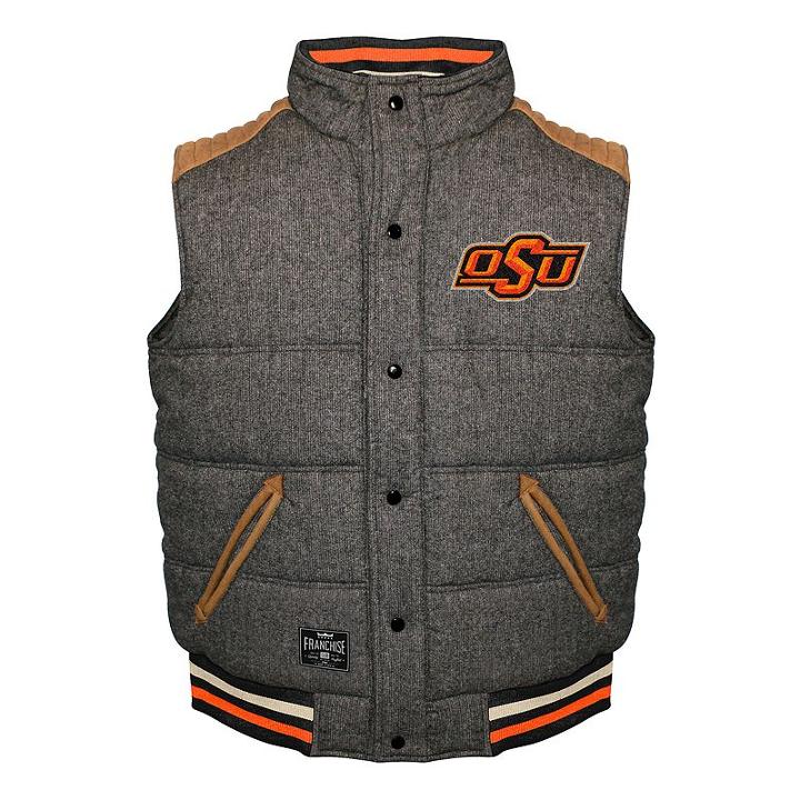 Men's Franchise Club Oklahoma State Cowboys Legacy Reversible Vest, Size: Xxl, Grey