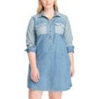Plus Size Chaps Jean Shirtdress, Women's, Size: 3xl, Blue