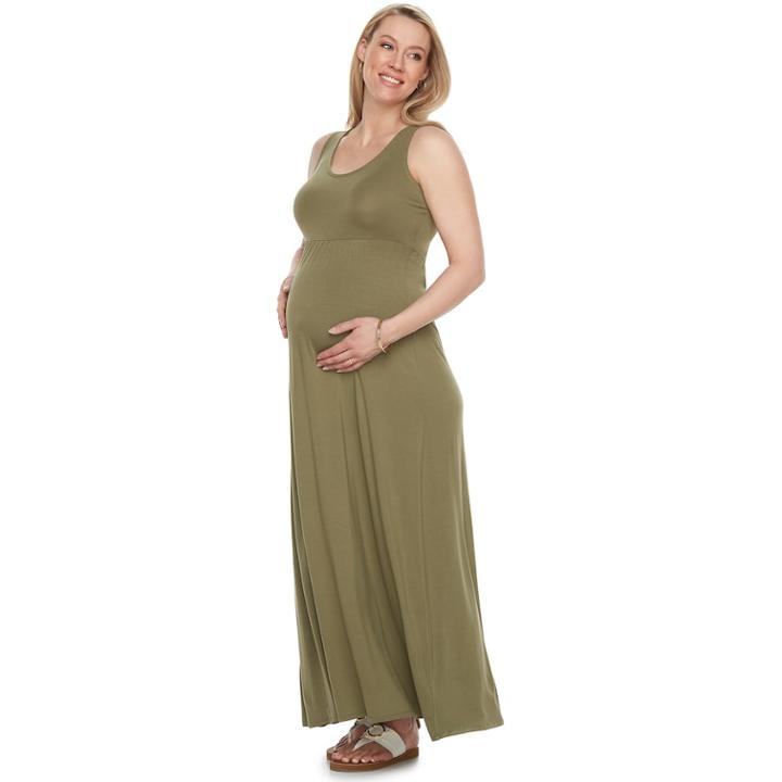 Maternity A:glow Essential Maxi Dress, Women's, Size: L-mat, Med Green