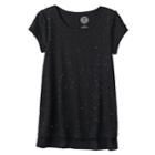 Girls 7-16 So&reg; Floral Lace Sleeve Tee, Size: 14, Black