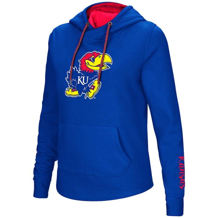 Women's Kansas Jayhawks Crossover Hoodie, Size: Medium, Blue (navy)