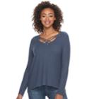 Juniors' Mudd&reg; Cozy Cross Front Tunic, Teens, Size: Small, Med Blue