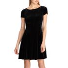 Petite Chaps Velvet Fit & Flare Dress, Women's, Size: Xl Petite, Black