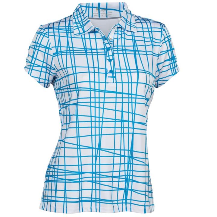 Women's Nancy Lopez Scribble Short Sleeve Golf Polo, Size: Xl, White Oth