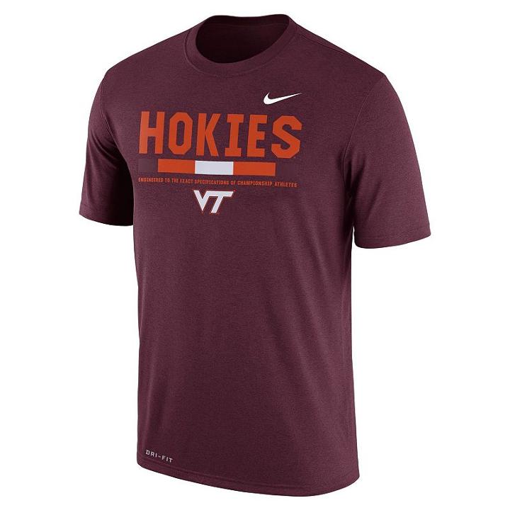 Men's Nike Virginia Tech Hokies Legend Staff Dri-fit Tee, Size: Xxl, Dark Red