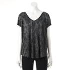 Women's Jennifer Lopez Metallic Crinkle Tee, Size: Small, Black