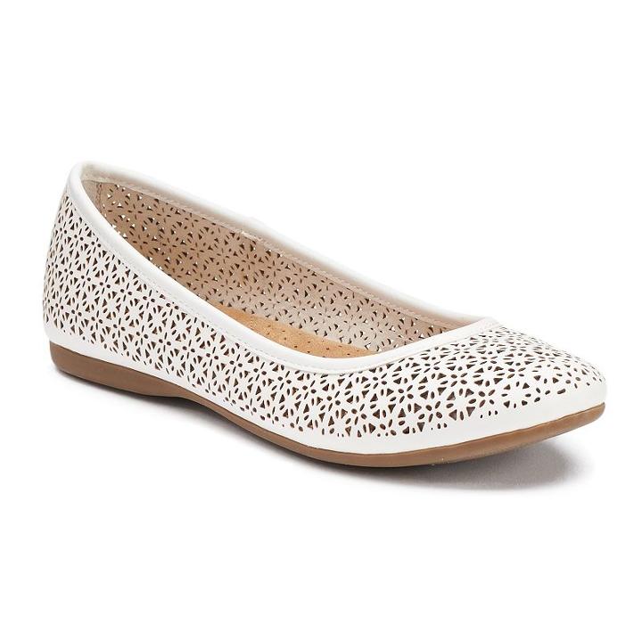 Croft & Barrow&reg; Women's Ortholite Cutout Ballet Flats, Size: 7, White