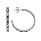 Traditions Sterling Silver Aqua And White Swarovski Crystal Hoop Earrings, Women's, Multicolor