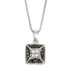 Sterling Silver 1/10 Carat T.w. Black & White Diamond Square Necklace, Women's, Size: 18