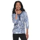 Women's Cathy Daniels Embellished Paisley Top, Size: Xl, Blue