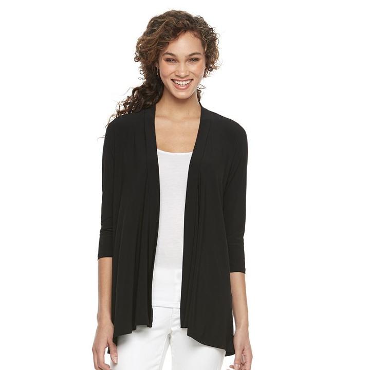 Women's Nina Leonard Godet Cardigan, Size: Small, Black