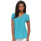 Women's Croft & Barrow&reg; High-low Hem Crepe Henley, Size: Medium, Turquoise/blue (turq/aqua)