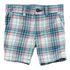 Boys 4-8 Carter's Pink & Mint Plaid Flat Front Shorts, Boy's, Size: 5, Ovrfl Oth