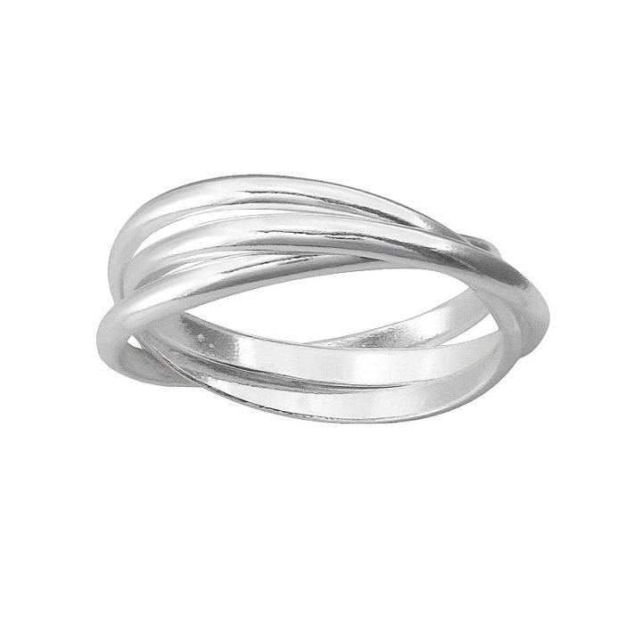 Sterling Silver Interlocked Ring, Women's, Size: 3, Grey