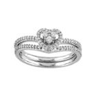10k White Gold 1/3 Carat T.w. Diamond Heart Engagement Ring Set, Women's, Size: 7