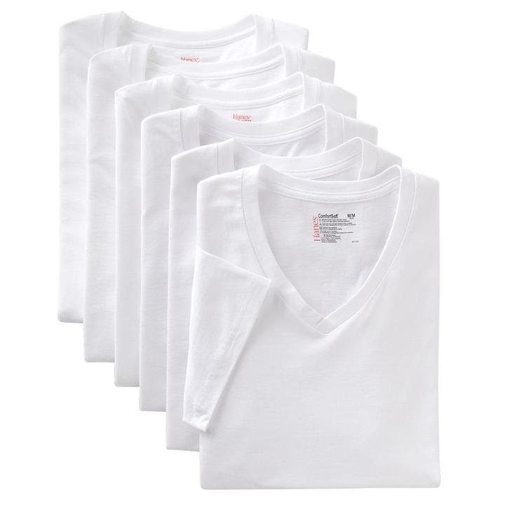 Men's Hanes Classics 6-pk. Comfortsoft V-neck Tees, Size: Xl, White