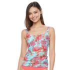Women's Croft & Barrow&reg; Tummy Slimmer Ruched D-cup Tankini Top, Size: 10, Turquoise/blue (turq/aqua)