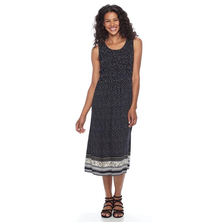 Women's Croft & Barrow&reg; Smocked Challis Dress, Size: Small, Grey (charcoal)