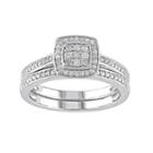Diamond Halo Engagement Ring Set In Sterling Silver (1/4 Ct. T.w.), Women's, Size: 6, White