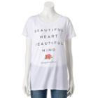 Disney's Beauty And The Beast Juniors' Beautiful Heart Graphic Tee, Girl's, Size: Large, White