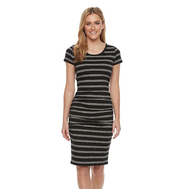 Women's Sonoma Goods For Life™ Striped Midi T-shirt Dress, Size: Medium, Black