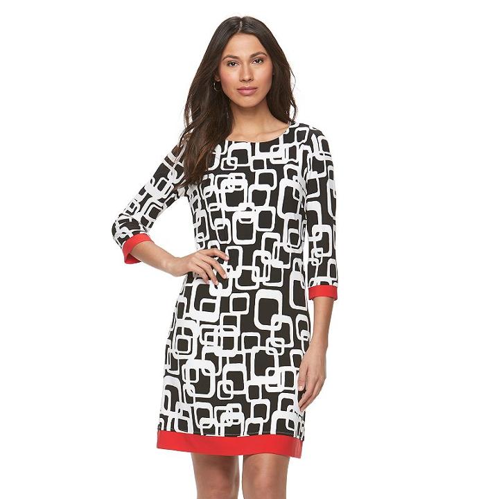 Women's Ronni Nicole Geometric Shift Dress, Size: 6, Med Orange
