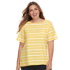 Plus Size Croft & Barrow&reg; Striped Embellished Boatneck Tee, Women's, Size: 1xl, Gold