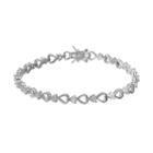 Dovetail Silver Plated Cubic Zirconia Heart Tennis Bracelet, Women's, Size: 7.5, White